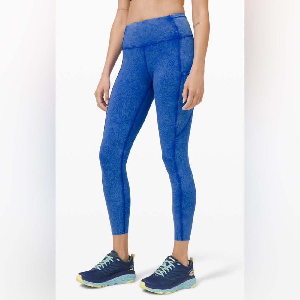 Lululemon Fast and Free High Rise Tight 25" *Ice Dye Ice Wash Cerulean Blue